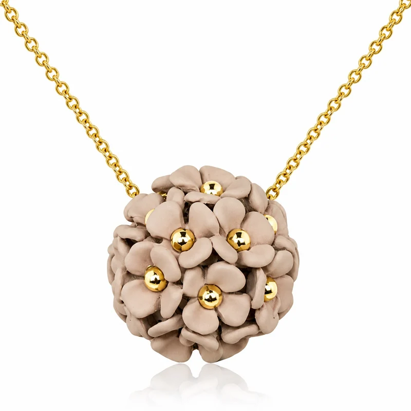 LUISIA® Halskette "Mia" mit Blüten Kugel - 16 Karat vergoldet | Altrosa