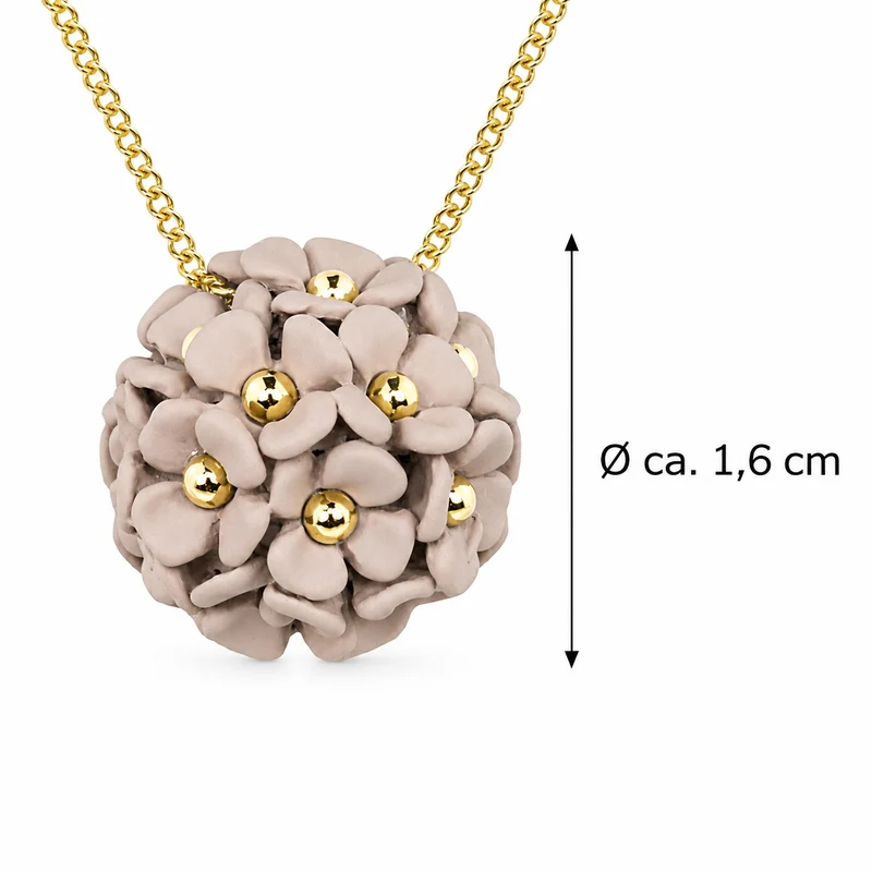 LUISIA® Halskette "Mia" mit Blüten Kugel - 16 Karat vergoldet | Altrosa