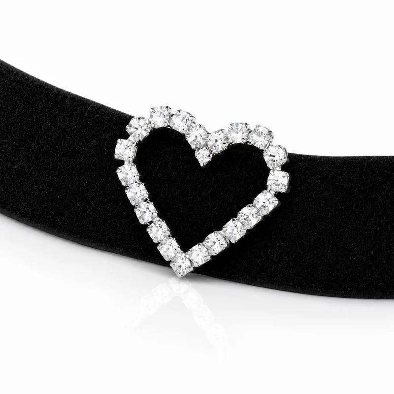 LUISIA® Samt Kropfband "Strass Herz" aus Kristallen von Swarovski® | Schwarz