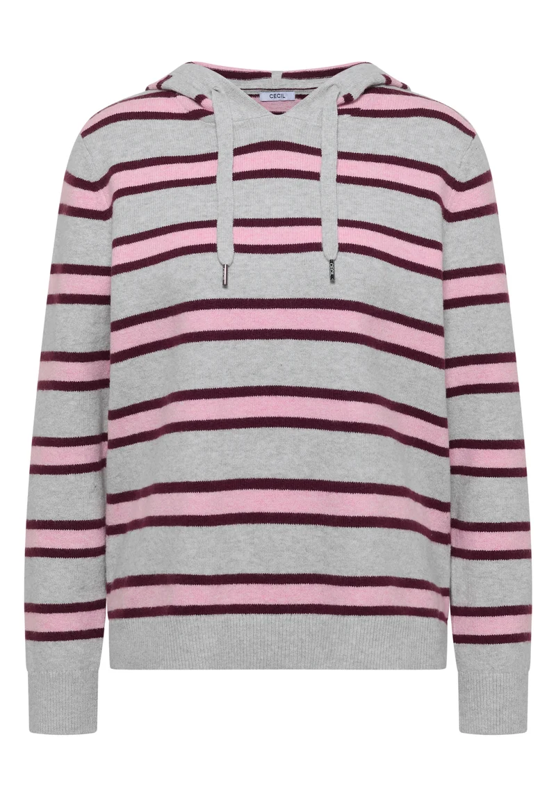 Langarm Pullover mit Kapuze und Streifen