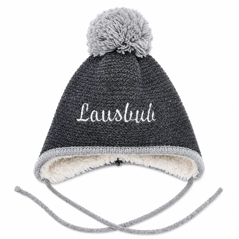 BONDI Baby Kleinkinder Strickmütze "Lausbub" 91584 | Anthra Melange