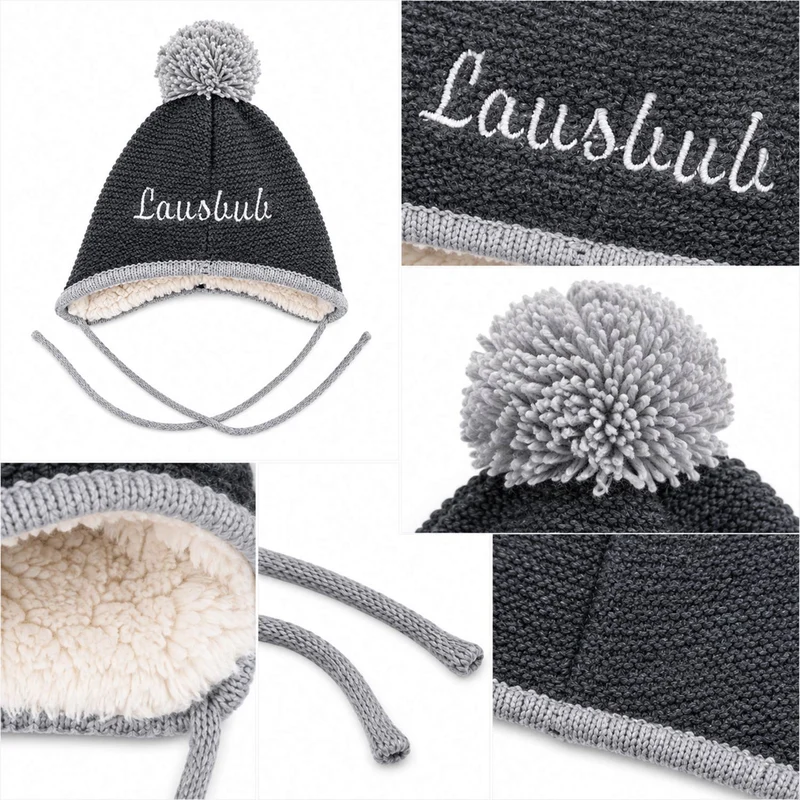 BONDI Baby Kleinkinder Strickmütze "Lausbub" 91584 | Anthra Melange