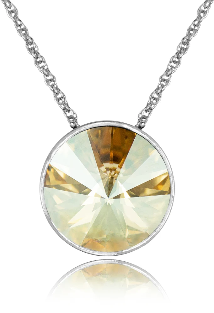 LUISIA® Halskette "Sinja" mit Premium Kristallen - 14 mm - Silber / Golden Shadow