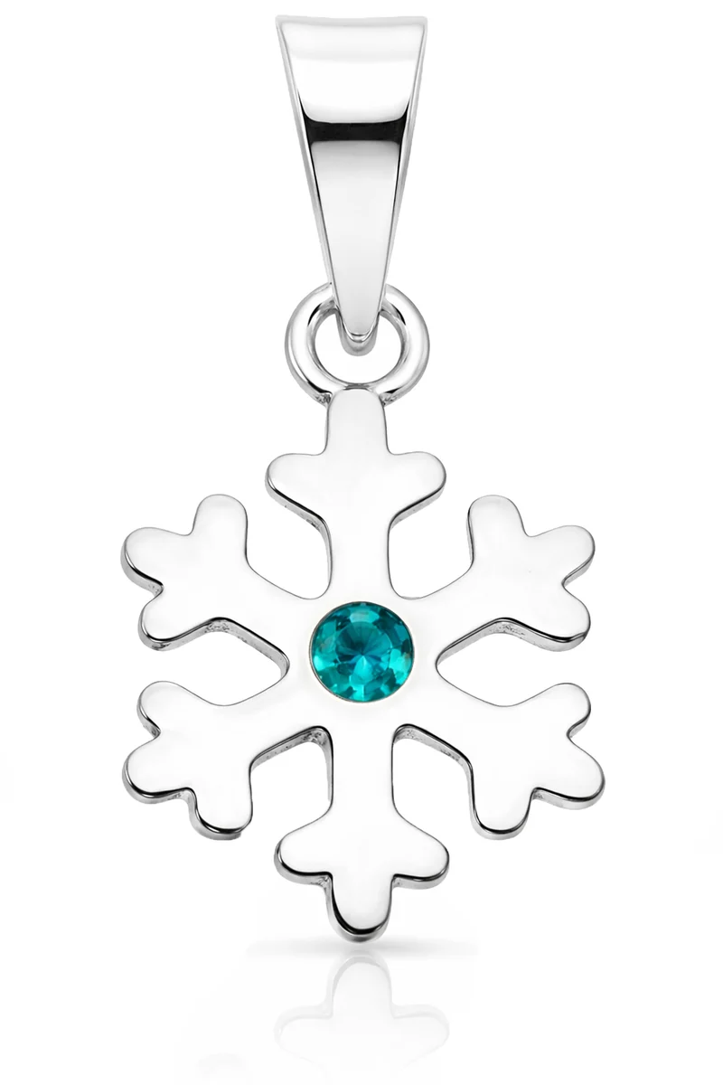 LUISIA Kettenanhänger Schneeflocke mit Kristall von Swarovski® | 925 Sterling Silber | Blau