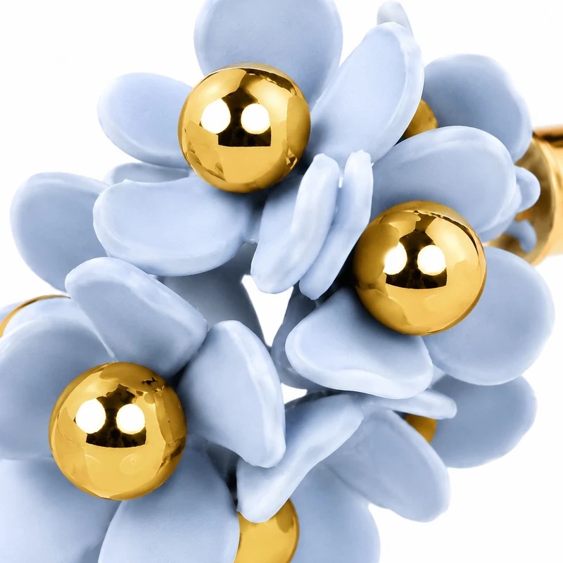 LUISIA® Halb Creolen Ohrstecker "Mia" mit Blüten | Hellblau