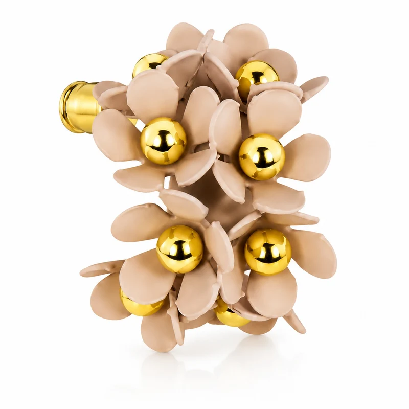 LUISIA® Halb Creolen Ohrstecker "Mia" mit Blüten | Altrosa
