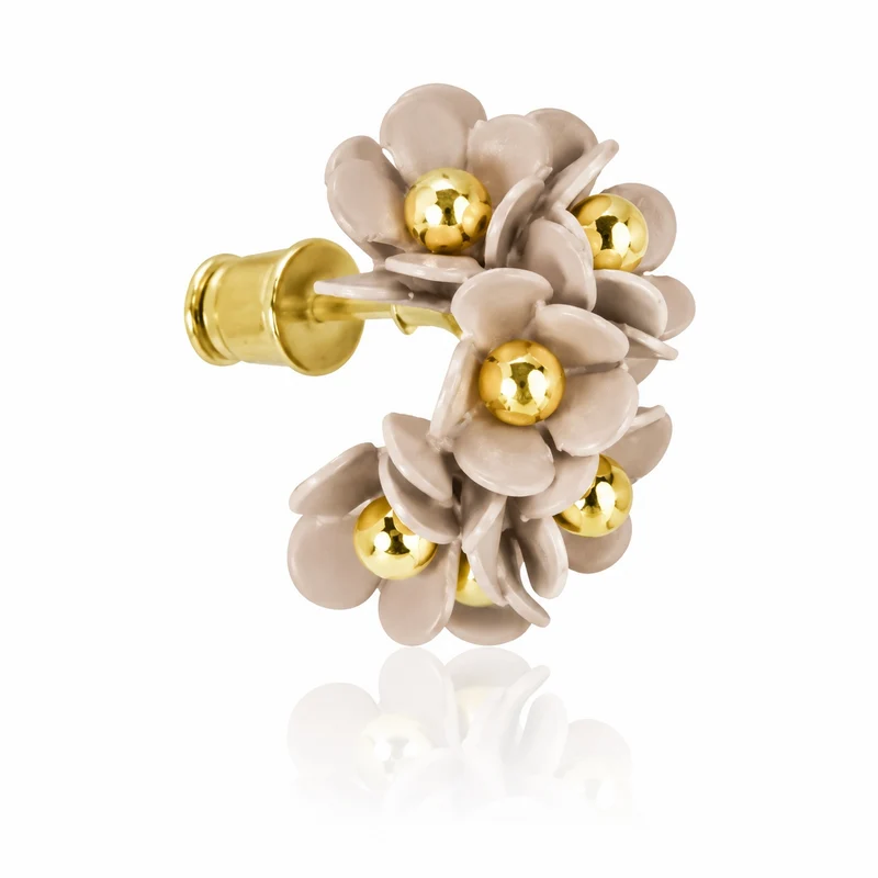 LUISIA® Halb Creolen Ohrstecker "Mia" mit Blüten | Altrosa