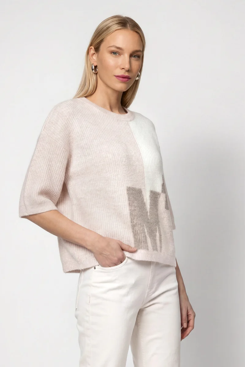 Viskose-Strickpullover mit 3/4-Ärmeln
