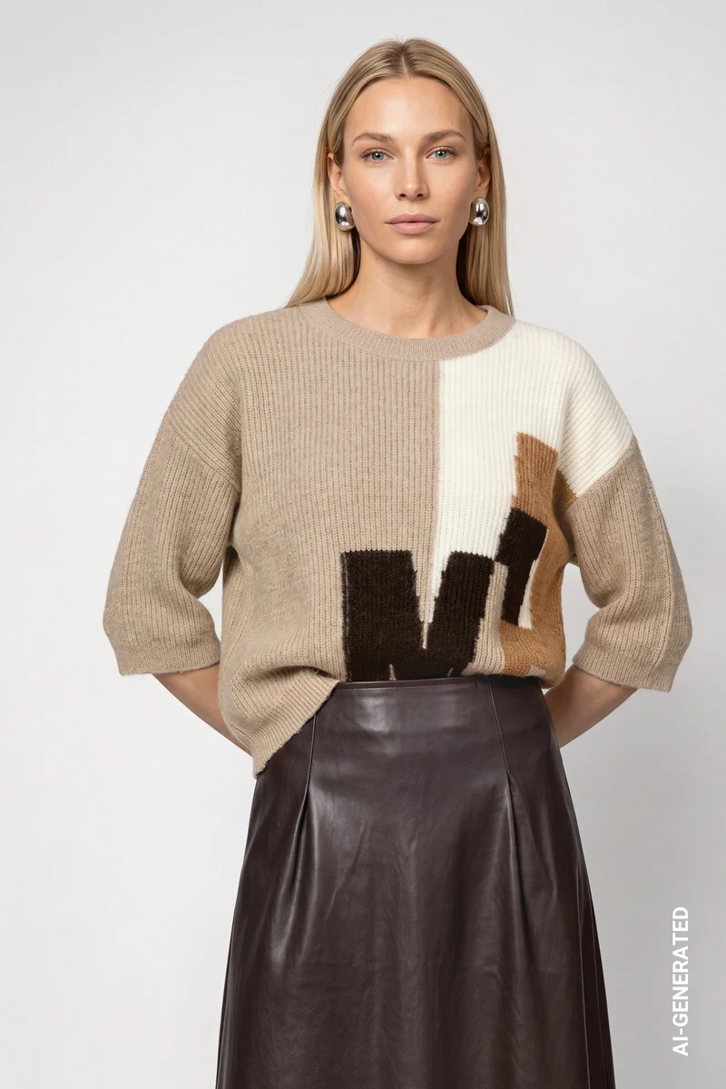 Viskose-Strickpullover mit 3/4-Ärmeln