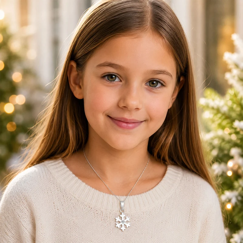 LUISIA Kettenanhänger Schneeflocke mit Kristall von Swarovski® | 925 Sterling Silber | Kristall