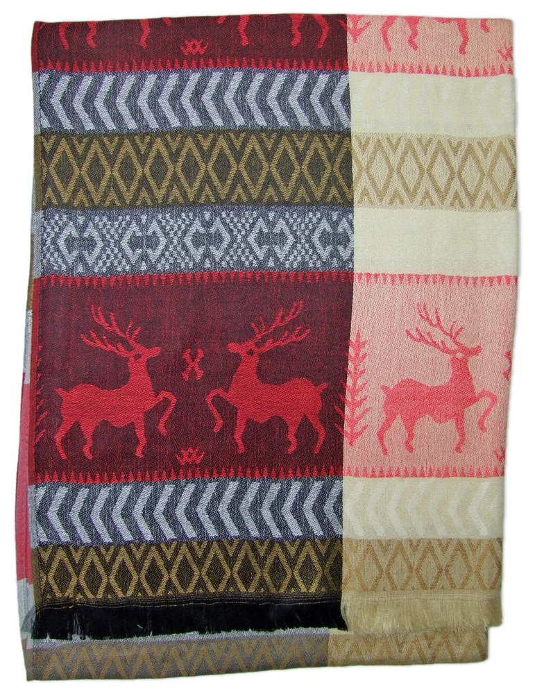 Halstuch Schal mit Hirsch Stickereien | Rot