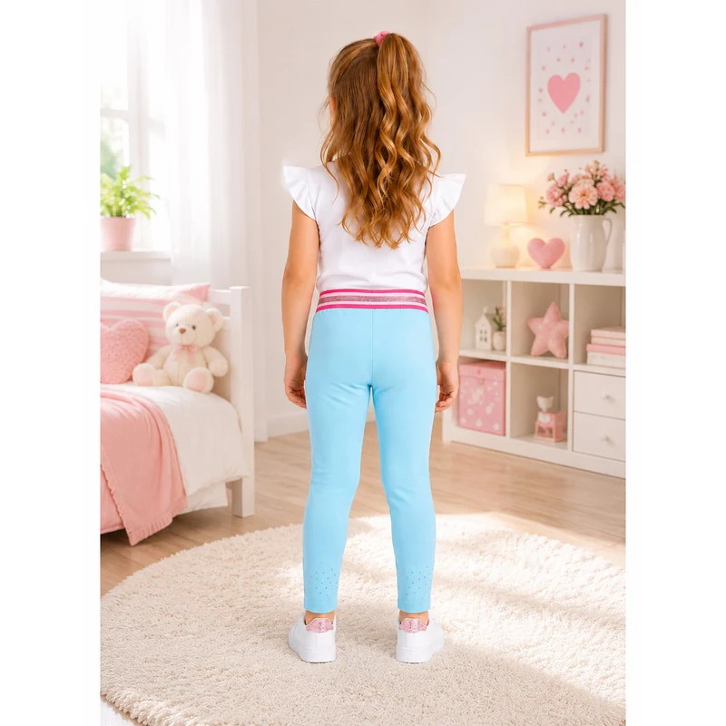 BONDI Baby Mädchen Leggings mit Glitzersteinen 36207 | Blau