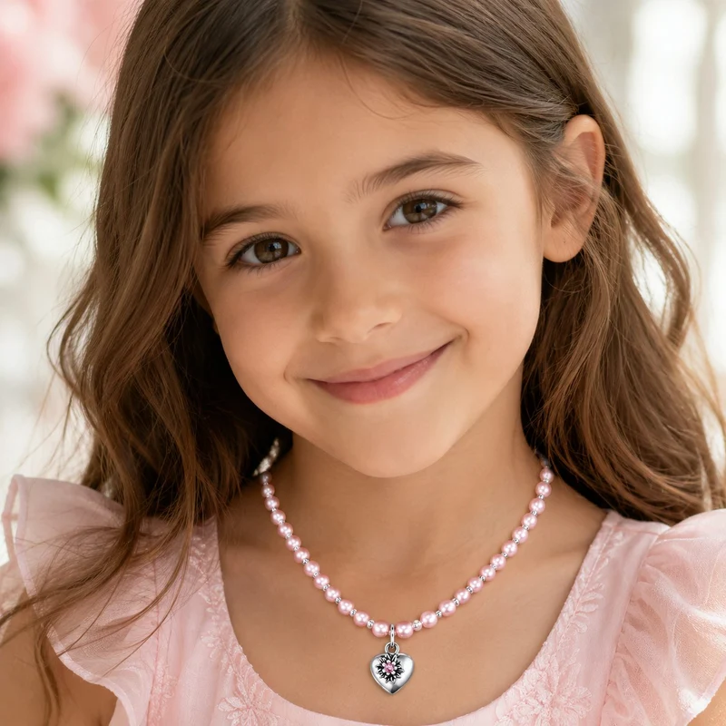 LUISIA® Kinder Perlenkette "Luna" mit Kristallen von Swarovski® | Rosa