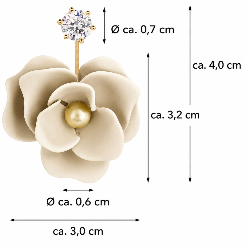 LUISIA Front Back Ohrringe Jarla mit Blumen - 16 Karat vergoldet Sand