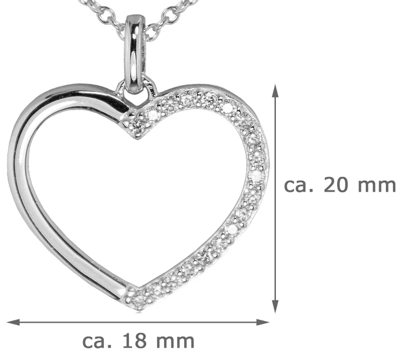 LUISIA Halskette mit Herz Anhänger 67090 | 925 Silber (45 cm Länge)