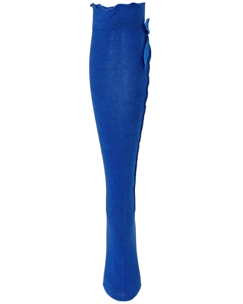 Trachten Kniestrümpfe mit Schleife für Damen | Royalblau