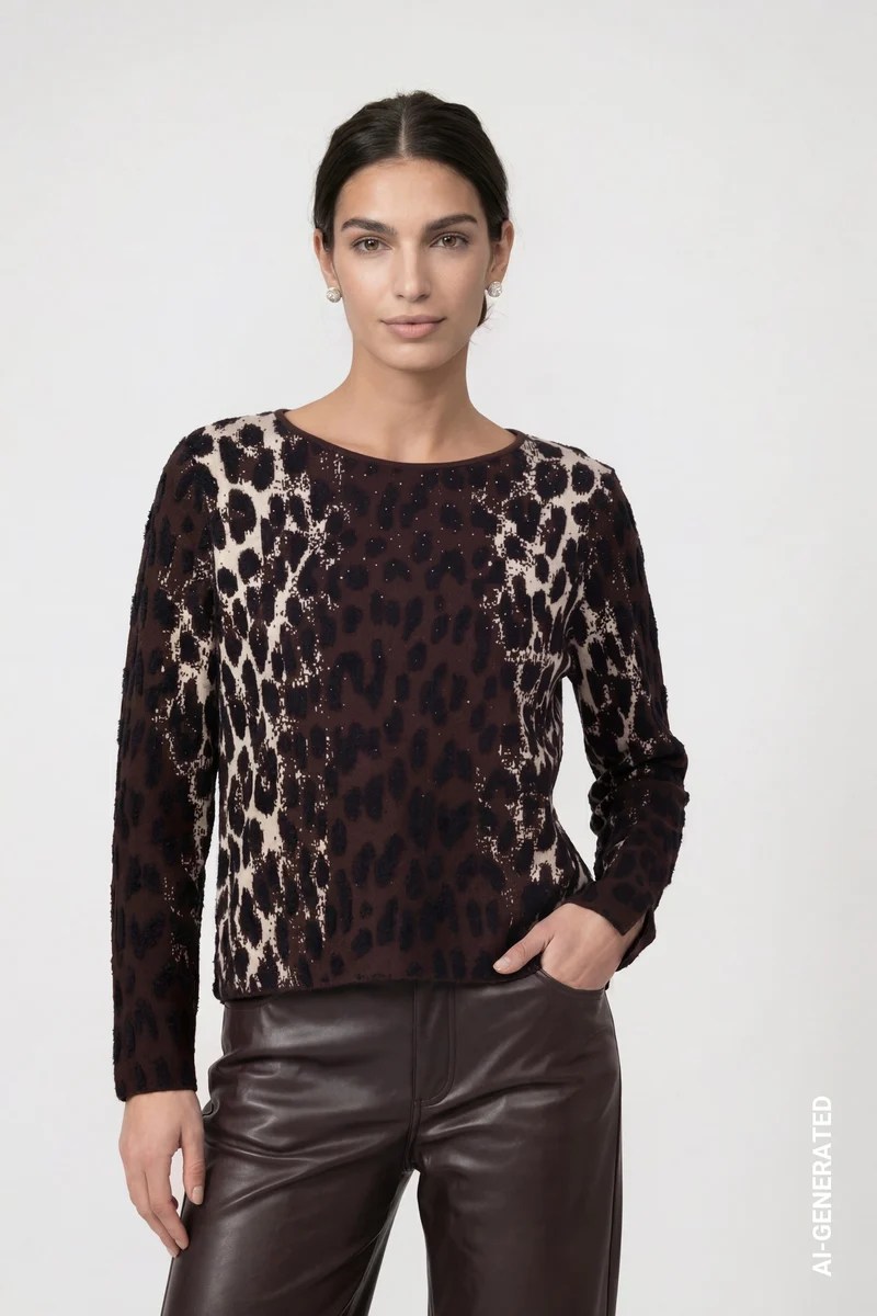 Strickpullover mit Leo-Jacquard-Muster