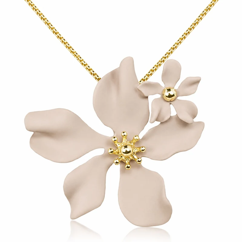 LUISIA® Halskette "Nelia" mit Blumen - 16 Karat vergoldet | Altrosa