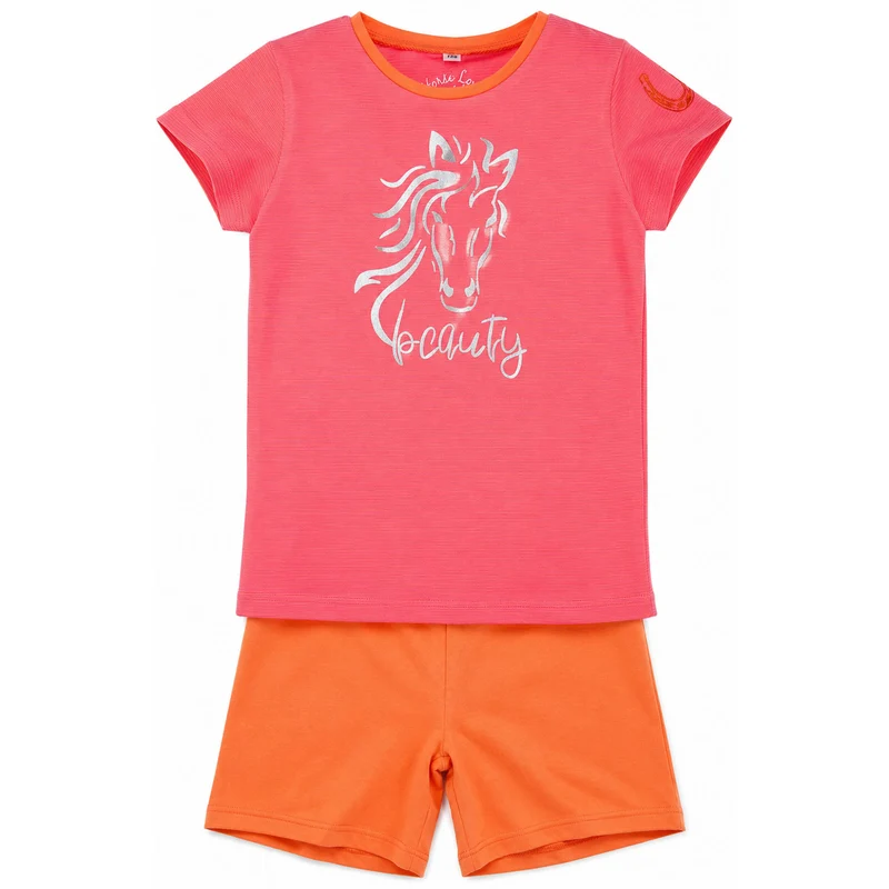 BONDI Shorty - Kurzer Schlafanzug "Beauty" 36184 | Rosa / Orange