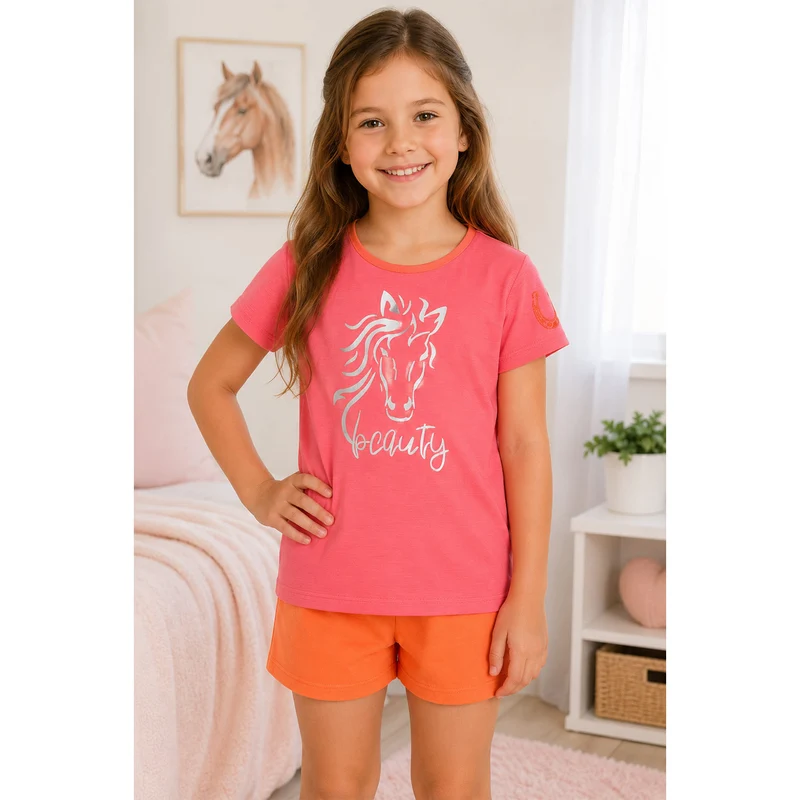 BONDI Shorty - Kurzer Schlafanzug "Beauty" 36184 | Rosa / Orange