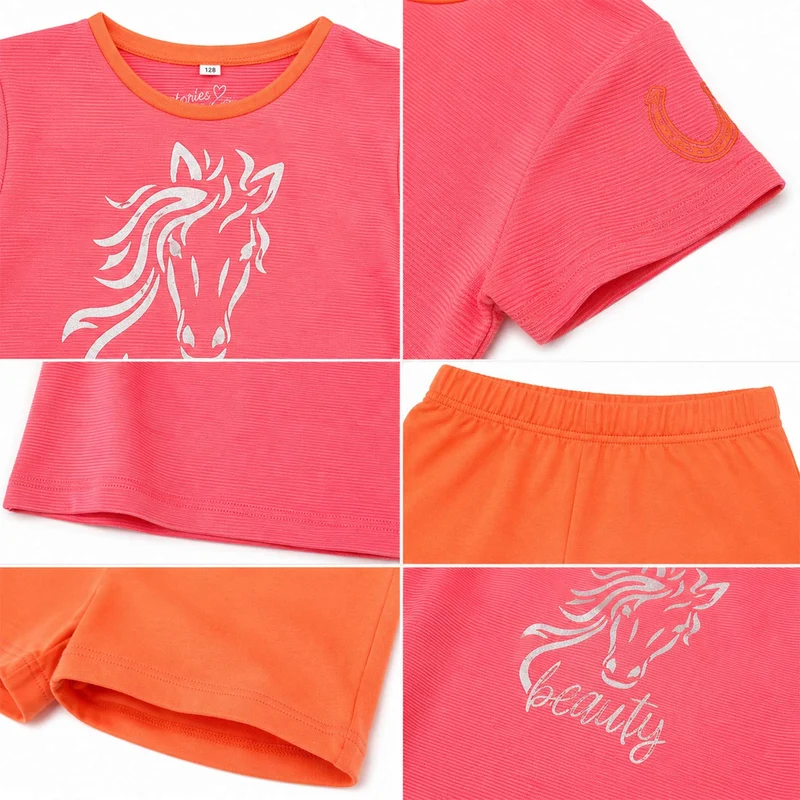 BONDI Shorty - Kurzer Schlafanzug "Beauty" 36184 | Rosa / Orange