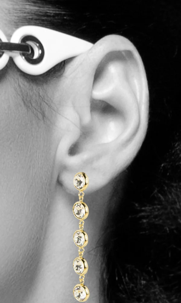 LUISIA® Ohrringe "Calanthe" mit fünf Premium Kristallen - Silber / Black Diamond