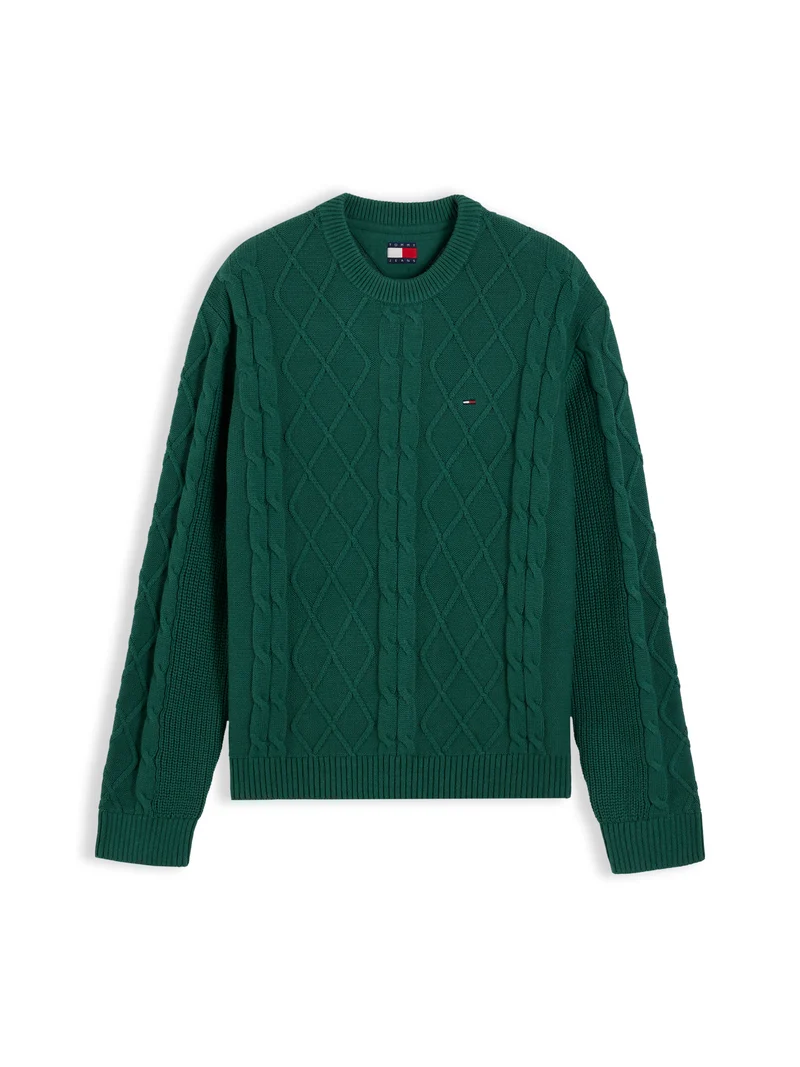 Tommy Flag Pullover mit Zopfmuster