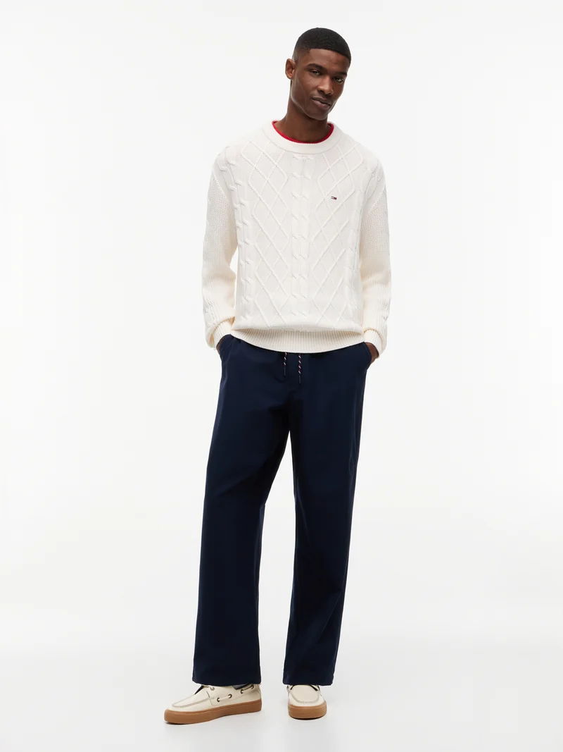 Tommy Flag Pullover mit Zopfmuster