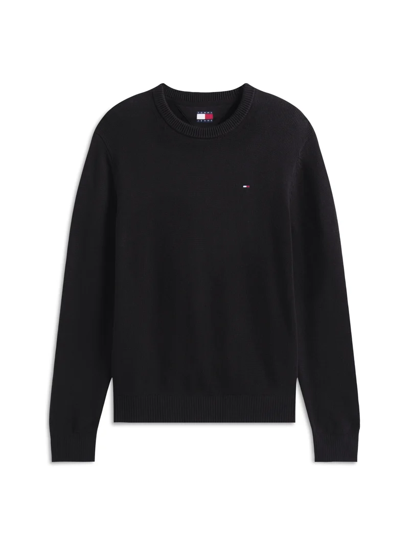 Tommy Flag Slim Fit Strukturpullover