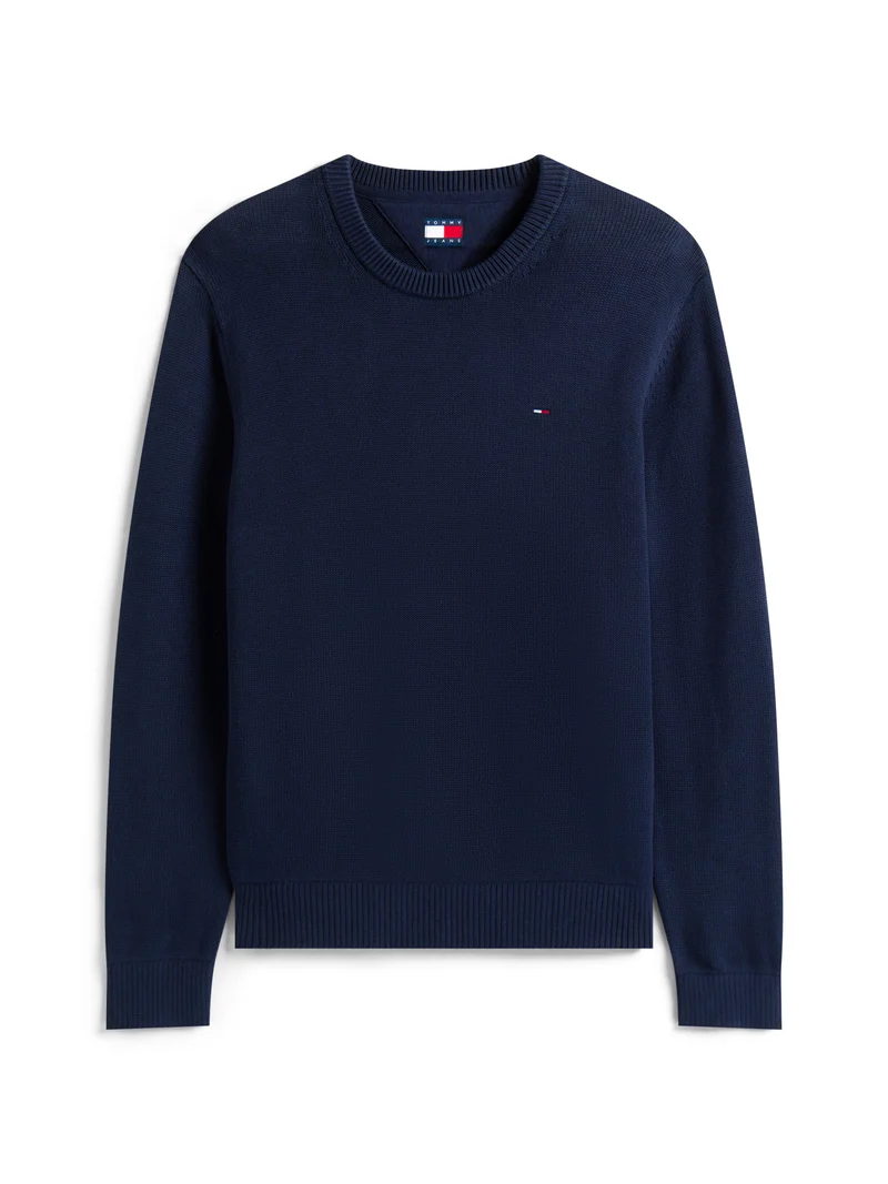 Tommy Flag Slim Fit Strukturpullover