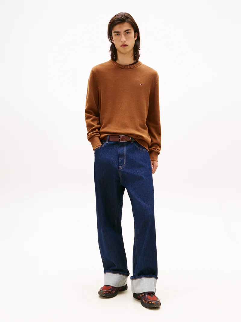 Tommy Flag Slim Fit Strukturpullover