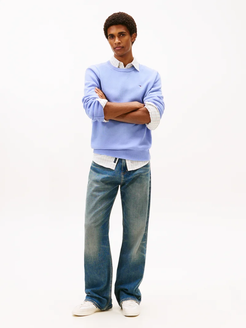 Tommy Flag Slim Fit Strukturpullover
