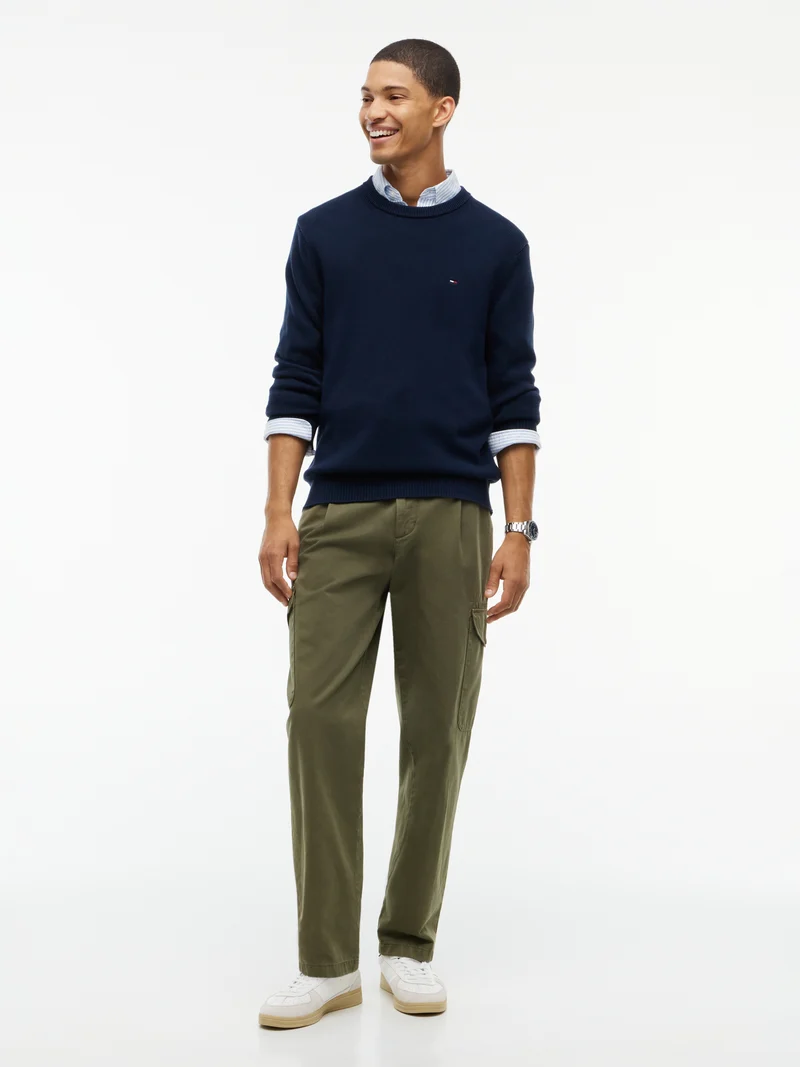 Tommy Flag Slim Fit Strukturpullover