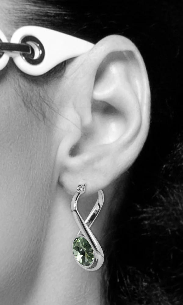 LUISIA® Geschwungene Ohrringe "Alea" mit Premium Kristall - Silber / Black Diamond