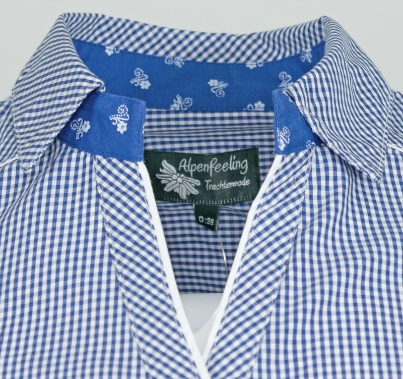 Maddox Damen Langarm Trachtenbluse Innsbruck - Blau Kobalt