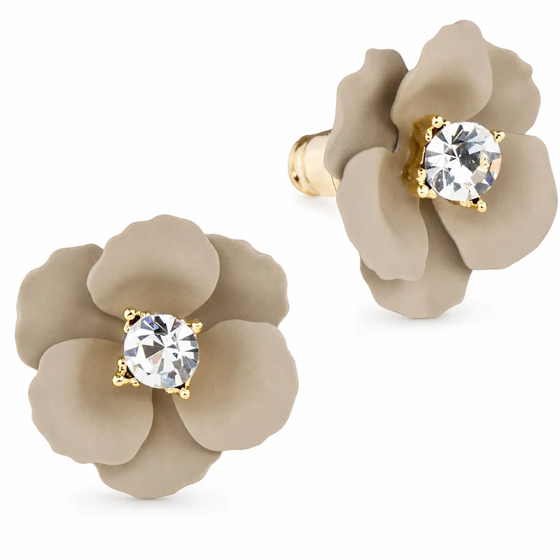 LUISIA® Ohrstecker "Nelia" mit Blumen - 16 Karat vergoldet | Sand