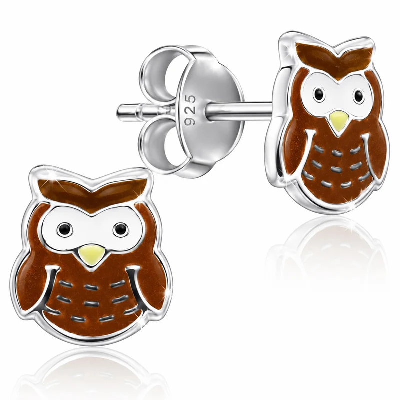 LUISIA® Ohrstecker "Eule" | Braun - 925 Sterling Silber