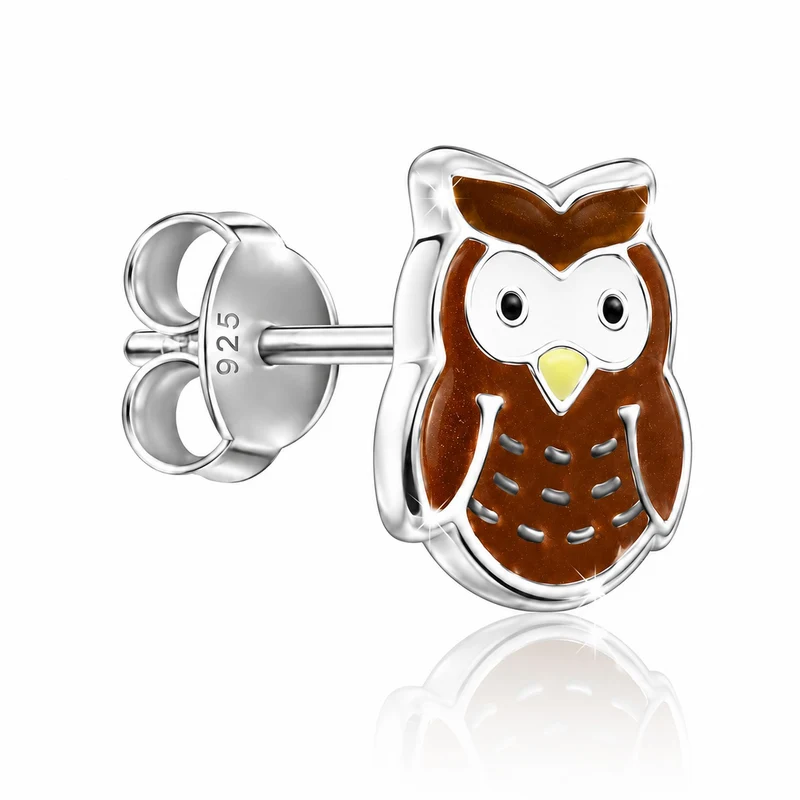LUISIA® Ohrstecker "Eule" | Braun - 925 Sterling Silber