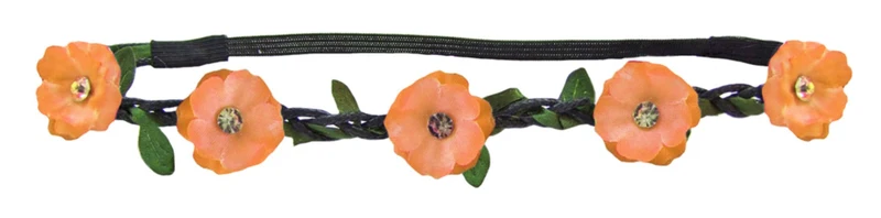 Blumen Haarband mit Blüten und glitzernden Schmucksteinen Apricot