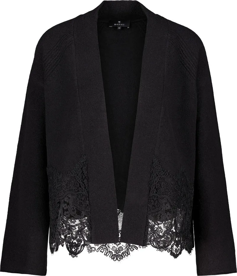 Monari Strickjacke mit Spitzenborte