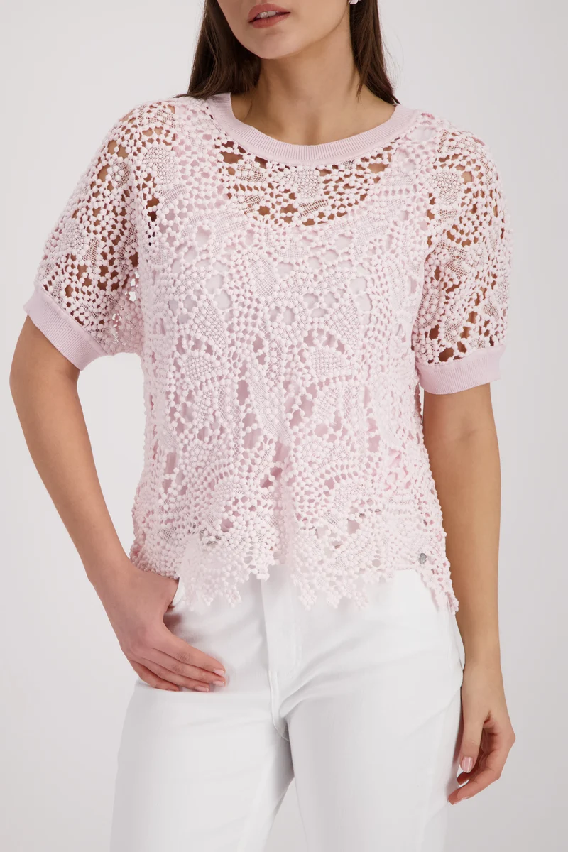 Monari Pullover mit Spitzenmuster