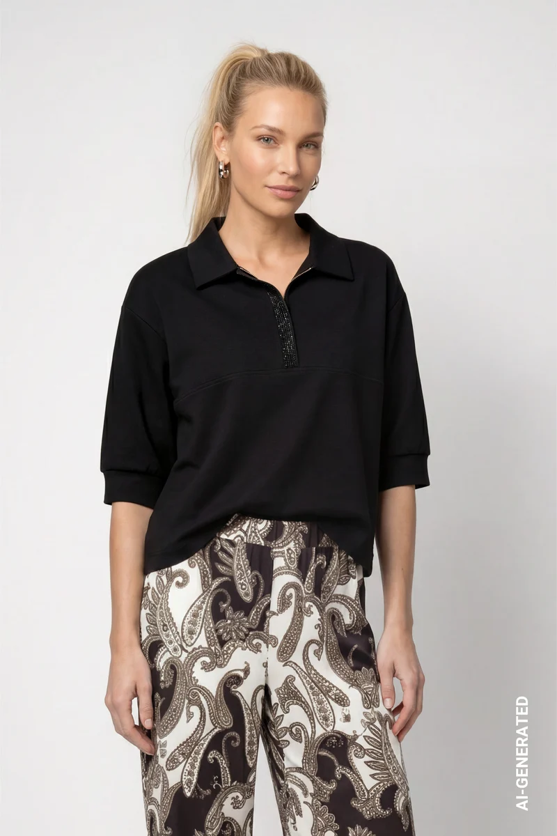 Monari Sweatshirt mit Strasssteinen