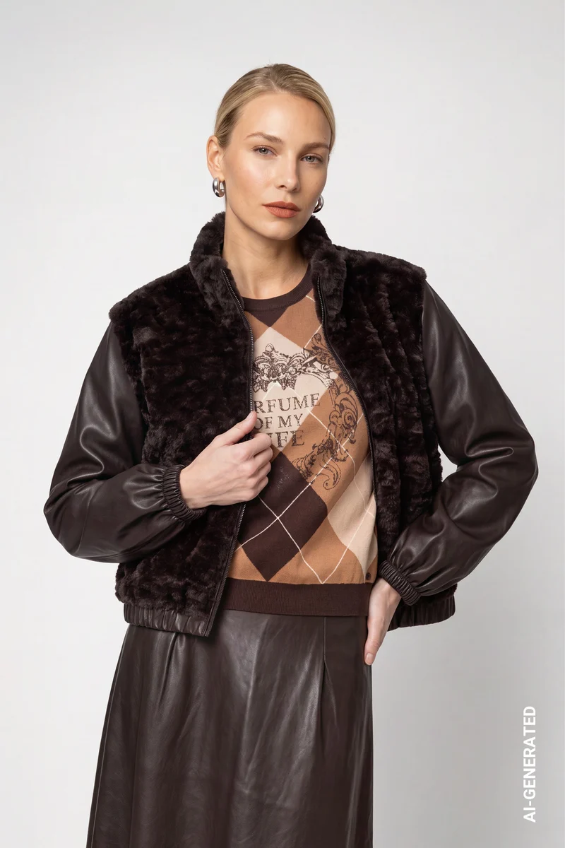 Monari Jacke mit Kunstfell
