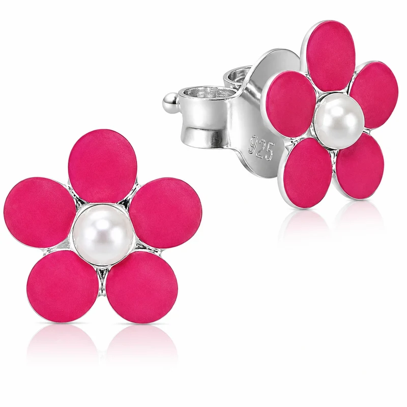 LUISIA® Ohrstecker "Blume" - 925 Sterling Silber | Pink