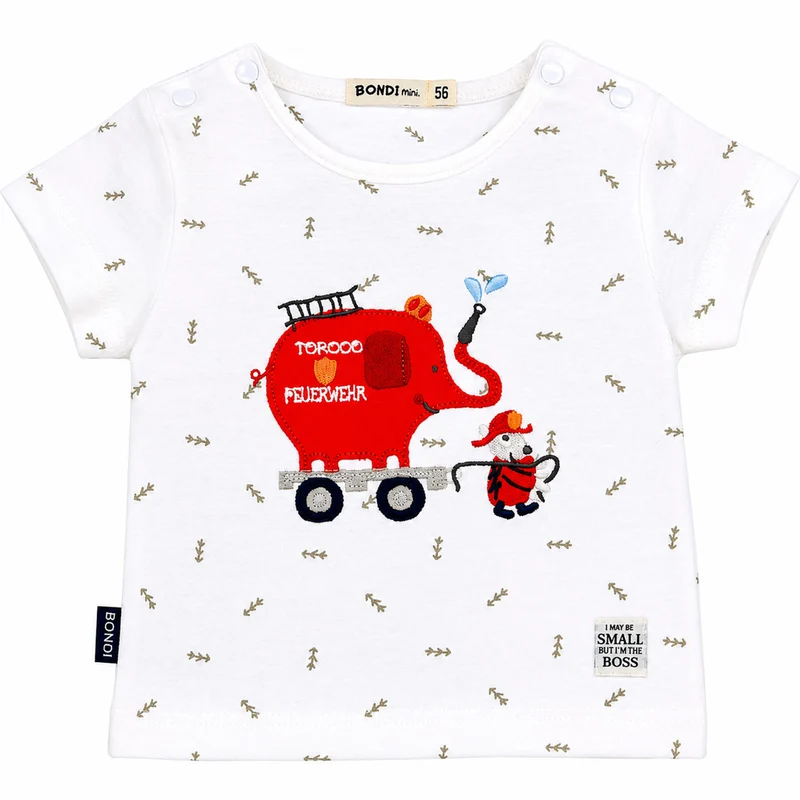 BONDI Baby Kleinkinder T-Shirt "Feuerwehr" 93681 | Weiß - Kurzarmshirt