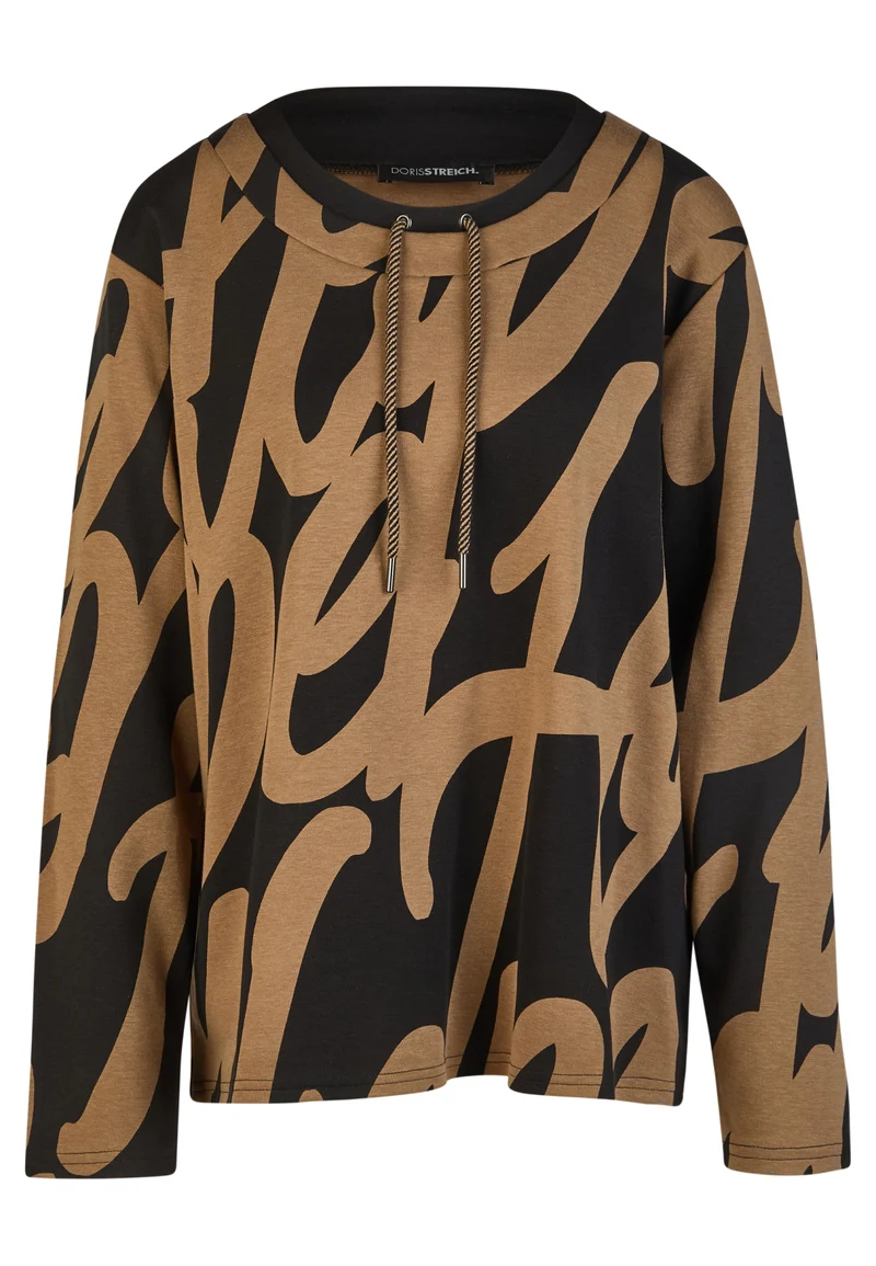 Sweatshirt mit Buchstaben-Print und breiter Kordel