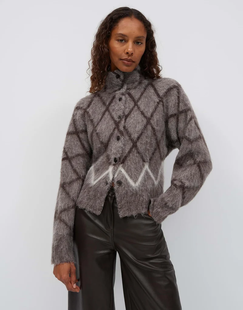 ARGYLE Cardigan im Argyle Rautenmuster