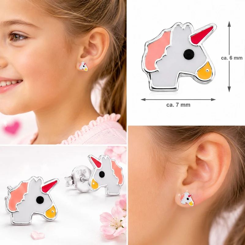 LUISIA Ohrstecker Einhorn Unicorn - 925 Sterling Silber