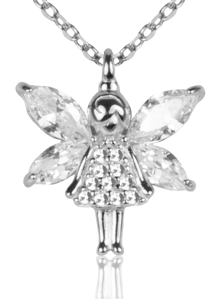 LUISIA Filigrane Damen Halskette mit kleiner Strass Kristall Elfe - 925 Silber Schmuck mit Zirkonia
