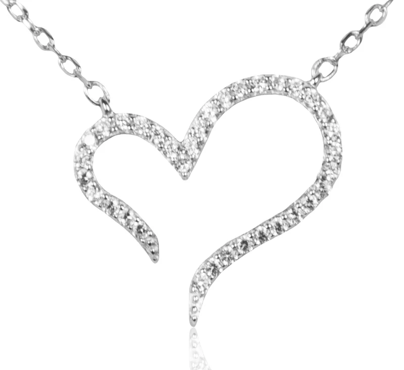 LUISIA Filigrane Damen Halskette mit geschwungenem Herz - 925 Silber Schmuck mit Zirkonia